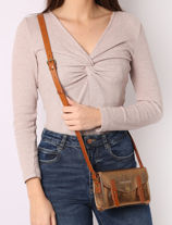 Cross Body Tas Mini Indispensable Leder Paul marius Goud vintage MINI-vue-porte