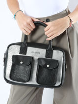 Cross Body Tas Argento Leder Paul marius Zwart argento DANDSARG-vue-porte