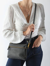 Cross Body Tas Vicky Leder Nat et nin Zwart vintage VICKY-vue-porte