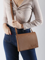 Cross Body Tas Brugge Leder Nathan baume Bruin n city 2-vue-porte