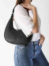 Schoudertas Caviar Leder Milano Zwart caviar CA24121-vue-porte