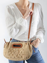 Cross Body Tas Raphia Raphia Gerard darel Beige raphia DBS08454-vue-porte