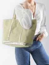 Handtas L Le Cabas Pailletten Vanessa bruno Groen cabas 1V40315-vue-porte