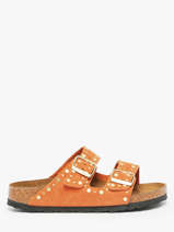Slippers Arizona Rivet Uit Leder Birkenstock Oranje women 1029513