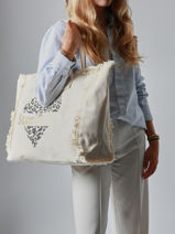 Schoudertas Cabas Katoen Miniprix Beige cabas Q641-vue-porte