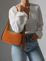 Schoudertas La Suite Leder Paul marius Oranje la suite VICTOSUI-vue-porte