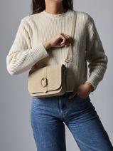 Cross Body Tas Velvet Leder Milano Beige velvet VE25063-vue-porte