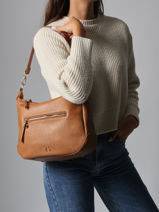 Schoudertas Zip Lulu castagnette Bruin zip ZAHED-vue-porte