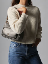 Schoudertas Pocket Lulu castagnette Zilver pocket ZAHYNA-vue-porte