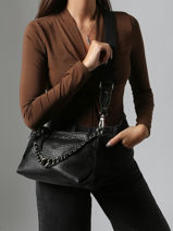 Cross Body Tas Vintage Leder Mila louise Zwart vintage 3864E-vue-porte