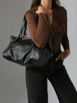 Schoudertas Vintage Leder Mila louise Zwart vintage 3826C-vue-porte