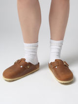 Slippers Boston Big Buckle Uit Leder Birkenstock Bruin women 1030446-vue-porte