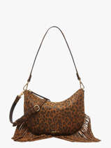 Schoudertas Lune Leder Met Franjes Nat et nin Bruin vintage FRA