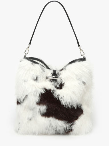 Longchamp Roseau toile fourrure Longchamp Wit