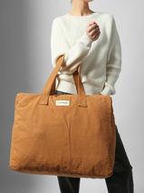 Schoudertas Elzevir Gerecycleerd Katoen Rivedroite Bruin timeless ELZEVTIM-vue-porte