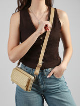 Portefeuille /cross Body Miniprix Beige raphia 1460-vue-porte