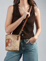 Cross Body Tas Paille Nat et nin Beige paille PL-vue-porte