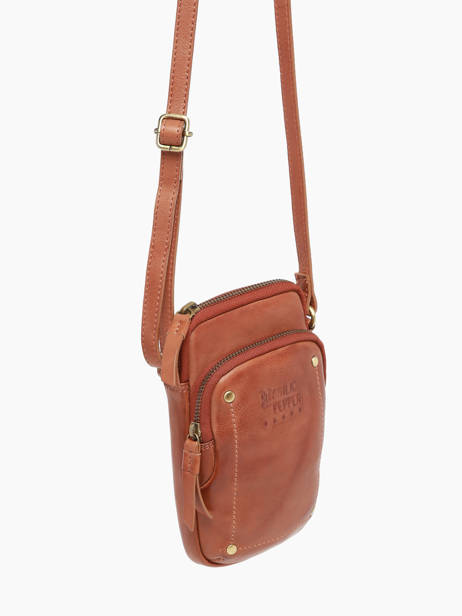 Telefoonetui /cross Body Leder Basilic pepper Bruin boston BBOS04 ander zicht 2