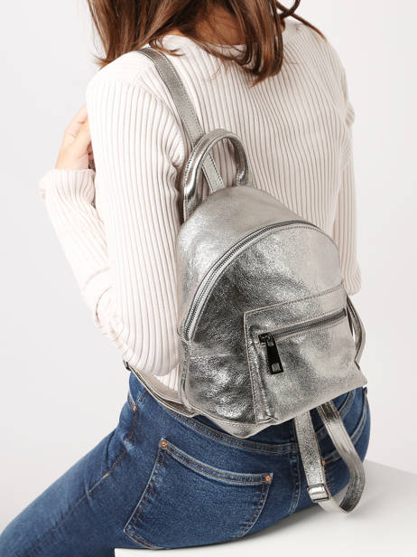 Rugzak Nine Leder Milano Zilver nine NI23066 ander zicht 1