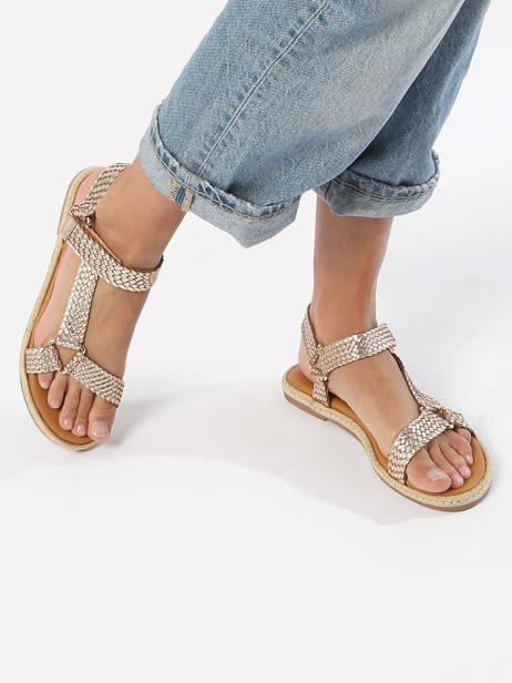 Sandalen Hipsto Uit Leder Les tropeziennes Goud accessoires HIPSTO ander zicht 2