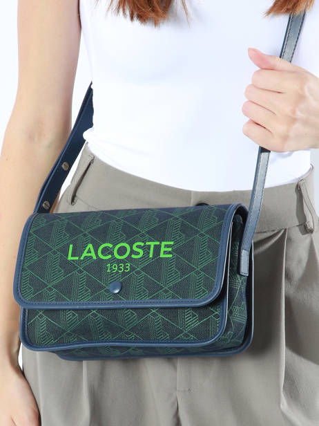 Schoudertas Heritage Monogramme Katoen Lacoste Blauw heritage monogramme NF4513HK ander zicht 1