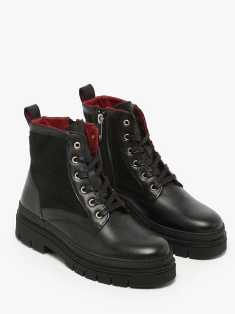 Enkellaarsjes Uit Leder Tommy hilfiger Zwart women 8447BDS ander zicht 2
