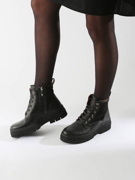 Enkellaarsjes Uit Leder Tommy hilfiger Zwart women 8447BDS ander zicht 1
