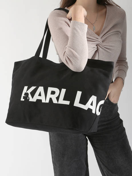 Handtas K Essential Katoen Karl lagerfeld Zwart k essential 246W3886 ander zicht 1