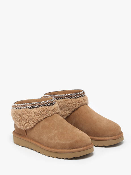 Boots Classic Ultra Mini Maxi Curly Uit Leder Ugg Bruin women 1158263 ander zicht 2