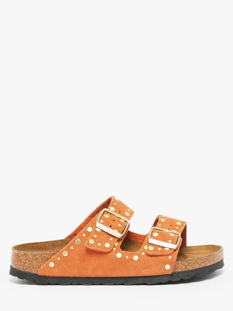 Slippers Arizona Rivet Uit Leder Birkenstock Oranje women 1029513