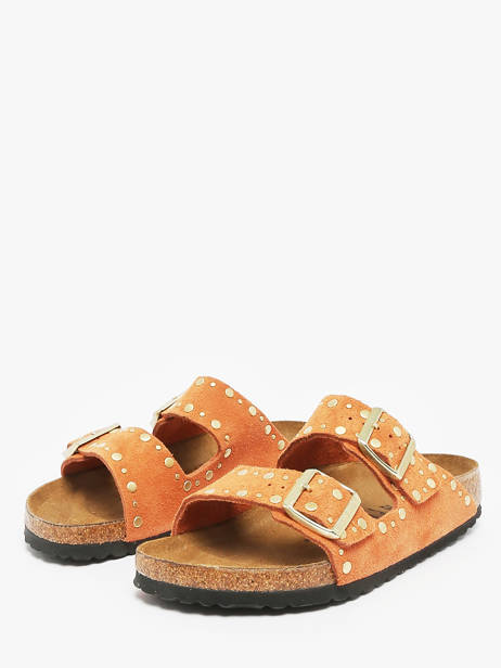 Slippers Arizona Rivet Uit Leder Birkenstock Oranje women 1029513 ander zicht 1