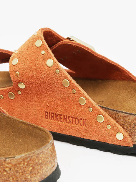 Slippers Arizona Rivet Uit Leder Birkenstock Oranje women 1029513 ander zicht 2