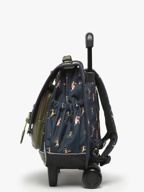 Boekentas Op Wieltjes 2 Compartimenten Cameleon Groen vintage urban PBVBCR38 ander zicht 2