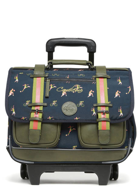 Boekentas Op Wieltjes 2 Compartimenten Cameleon Groen vintage urban PBVBCR38 ander zicht 7