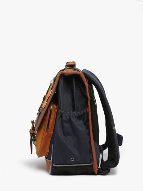 Boekentas Kinderen 2 Compartimenten Cameleon Blauw vintage urban CA38 ander zicht 2