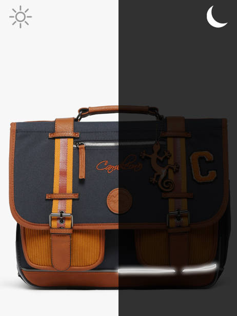 Boekentas Kinderen 2 Compartimenten Cameleon Blauw vintage urban CA38 ander zicht 8