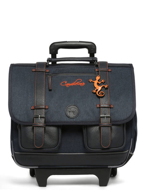 Boekentas Op Wieltjes 3 Compartimenten Cameleon Blauw vintage urban CR41 ander zicht 8