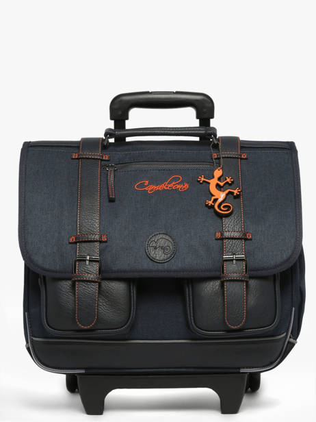 Boekentas Op Wieltjes 3 Compartimenten Cameleon Blauw vintage urban CR41