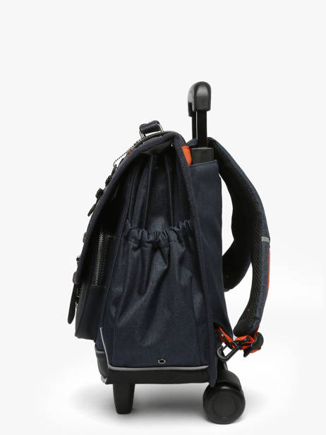 Boekentas Op Wieltjes 3 Compartimenten Cameleon Blauw vintage urban CR41 ander zicht 2