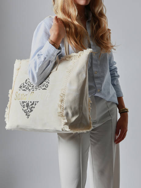 Schoudertas Cabas Katoen Miniprix Beige cabas Q641 ander zicht 1