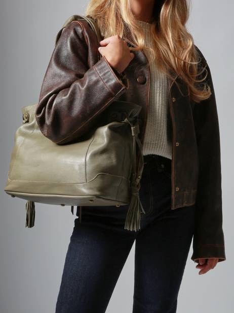 Schoudertas Cow A4 Leder Basilic pepper Groen cow 756385 ander zicht 1