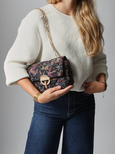 Cross Body Tas Moon Katoen Vanessa bruno Zwart moon 4V40533 ander zicht 1