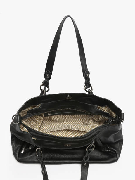 Schoudertas Vintage Leder Mila louise Zwart vintage 3826C ander zicht 3