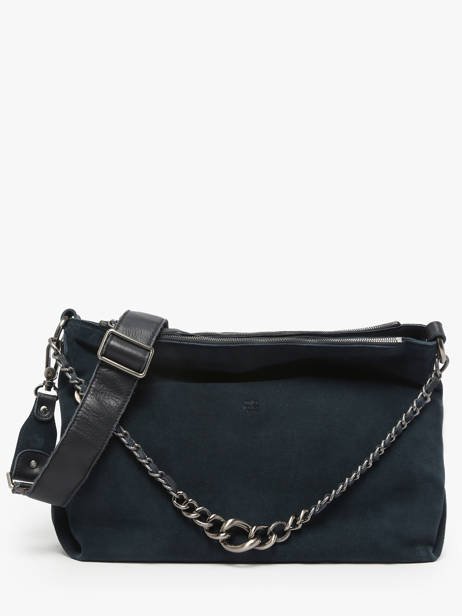 Cross Body Tas Vintage Leder Mila louise Blauw vintage 3822VC