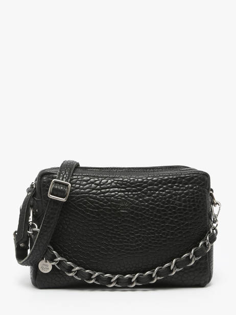 Cross Body Tas Vintage Leder Mila louise Zwart vintage 23673LE