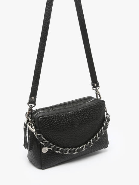 Cross Body Tas Vintage Leder Mila louise Zwart vintage 23673LE ander zicht 2