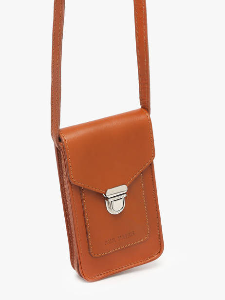 Telefoontas Leder Paul marius Bruin vintage TELEPHON ander zicht 2