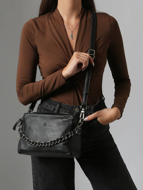 Cross Body Tas Vintage Leder Mila louise Zwart vintage 23673LC ander zicht 1