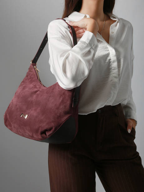Schoudertas Carrie Suède Leder Nathan baume Violet vogue 1 ander zicht 1