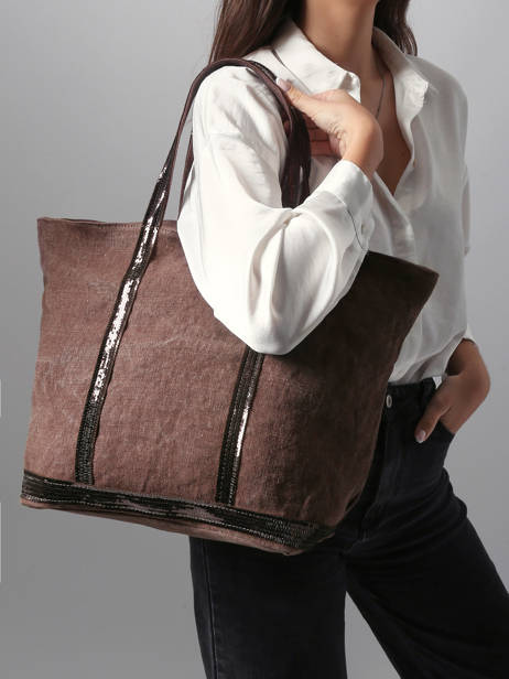 Schoudertas Met Rits L Le Cabas Linnen Vanessa bruno Bruin cabas lin 31V40409 ander zicht 1
